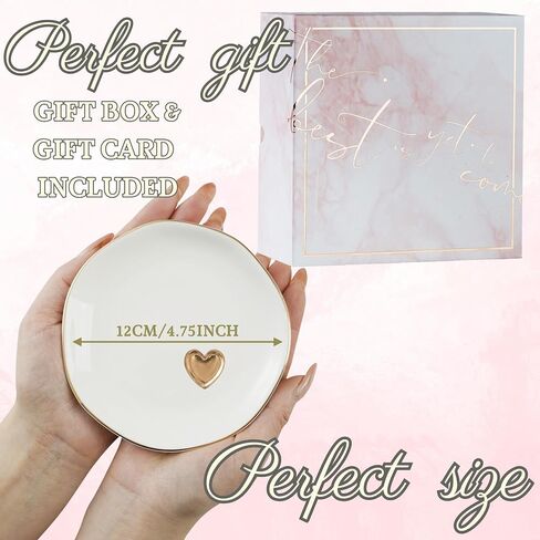 InnoBeta Heart Gifts for Women, Ceramic Jewelry Dish Tray, Decorative Trinket Dish for Rings Earrings Necklaces for Women, 4.75", White Surface Gold in Kuwait