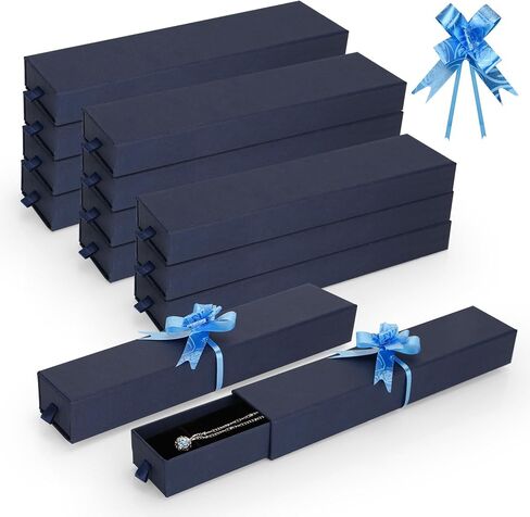 12-Pack Drawer Style Jewelry Gift Boxes with Sponge Insert, 8.7"x1.8"x1.2" Necklace & Bracelet Display Box for Presentation, Cardboard Storage Organizer for Pendant, Ring, Earring - Black in Saudi Arabia