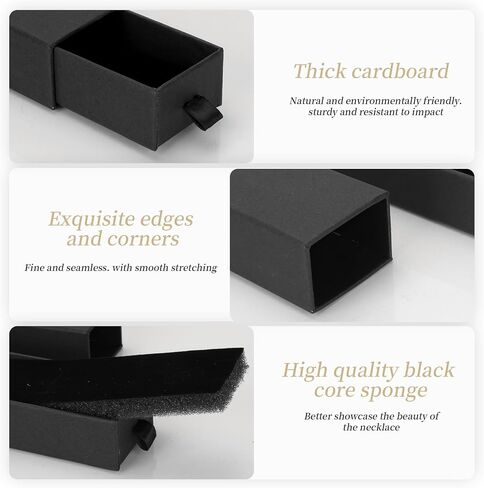 12-Pack Drawer Style Jewelry Gift Boxes with Sponge Insert, 8.7"x1.8"x1.2" Necklace & Bracelet Display Box for Presentation, Cardboard Storage Organizer for Pendant, Ring, Earring - Black in Saudi Arabia