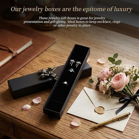 12-Pack Drawer Style Jewelry Gift Boxes with Sponge Insert, 8.7"x1.8"x1.2" Necklace & Bracelet Display Box for Presentation, Cardboard Storage Organizer for Pendant, Ring, Earring - Black in Saudi Arabia