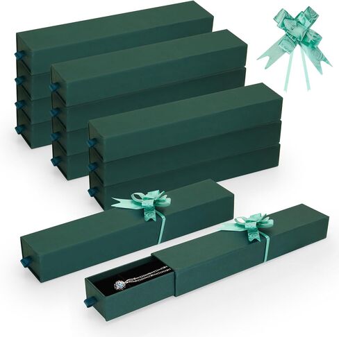 12-Pack Drawer Style Jewelry Gift Boxes with Sponge Insert, 8.7"x1.8"x1.2" Necklace & Bracelet Display Box for Presentation, Cardboard Storage Organizer for Pendant, Ring, Earring - Black in Saudi Arabia