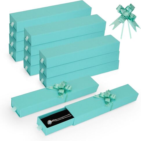 12-Pack Drawer Style Jewelry Gift Boxes with Sponge Insert, 8.7"x1.8"x1.2" Necklace & Bracelet Display Box for Presentation, Cardboard Storage Organizer for Pendant, Ring, Earring - Black in Saudi Arabia