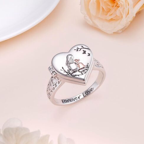 925 Sterling Silver Heart Mother Daughter Locket Ring for Women Forever Love Keepsake Memory Jewelry Gift in Kuwait