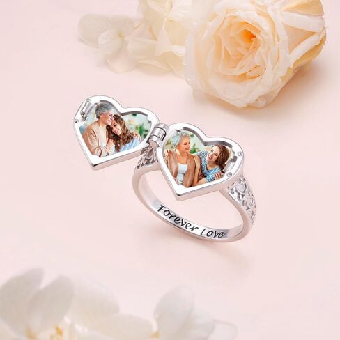 925 Sterling Silver Heart Mother Daughter Locket Ring for Women Forever Love Keepsake Memory Jewelry Gift in Kuwait