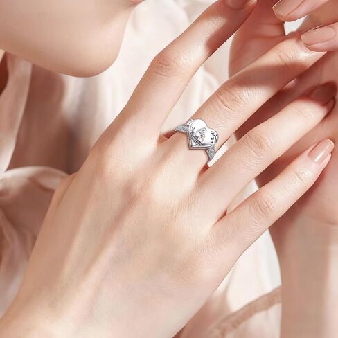 925 Sterling Silver Heart Mother Daughter Locket Ring for Women Forever Love Keepsake Memory Jewelry Gift in Kuwait