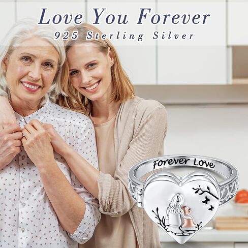 925 Sterling Silver Heart Mother Daughter Locket Ring for Women Forever Love Keepsake Memory Jewelry Gift in Kuwait