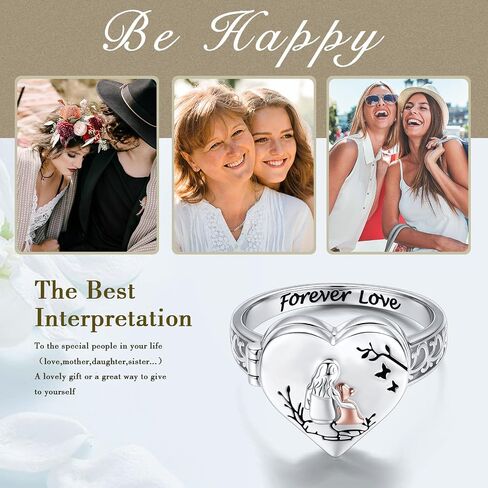 925 Sterling Silver Heart Mother Daughter Locket Ring for Women Forever Love Keepsake Memory Jewelry Gift in Kuwait