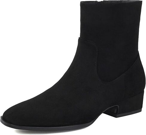 Booties for Women Low Heel Ankle Dress Boots | Comfortable All Day Wear,Square Toe with Zipper,Suede Boots,Work Formal Office,Fall Winter Daily Outfit in Saudi Arabia
