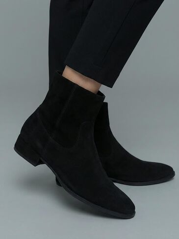 Booties for Women Low Heel Ankle Dress Boots | Comfortable All Day Wear,Square Toe with Zipper,Suede Boots,Work Formal Office,Fall Winter Daily Outfit in Saudi Arabia