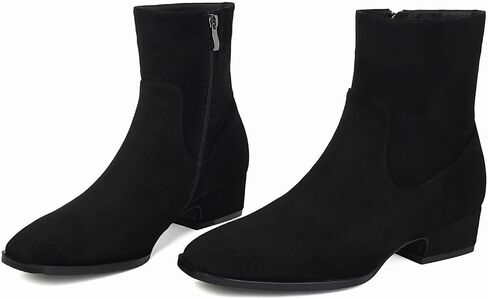 Booties for Women Low Heel Ankle Dress Boots | Comfortable All Day Wear,Square Toe with Zipper,Suede Boots,Work Formal Office,Fall Winter Daily Outfit in Saudi Arabia