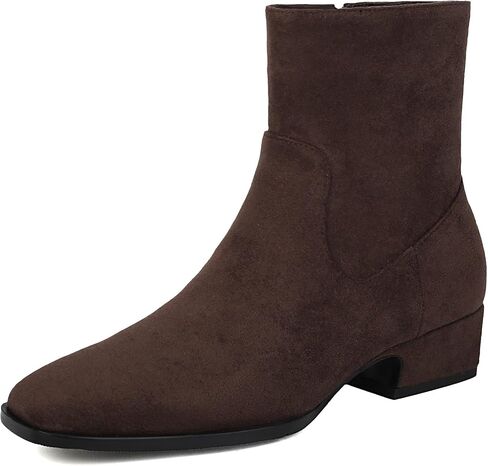 Booties for Women Low Heel Ankle Dress Boots | Comfortable All Day Wear,Square Toe with Zipper,Suede Boots,Work Formal Office,Fall Winter Daily Outfit in Saudi Arabia