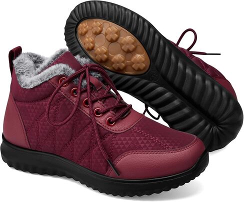 Winter Snow Boots for Women: Warm Ankle Boots Non-Slip Traction | Water Resistant, Fur Lined, Lace up, Comfortable Outdoor, Cold Weather, Lightweight Casual Walking Shoes in Kuwait