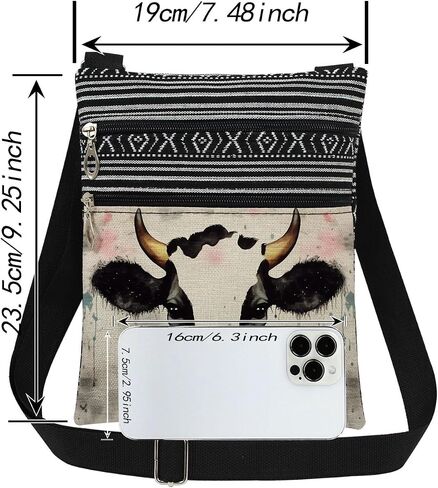 Cow Art Crossbody Bag Farm Travel Adjustable Shoulder Strap Messenger Bag Birthday Gift for Friend Cow Lover in Kuwait