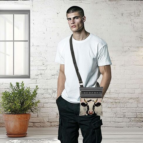 Cow Art Crossbody Bag Farm Travel Adjustable Shoulder Strap Messenger Bag Birthday Gift for Friend Cow Lover in Kuwait