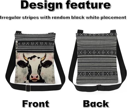 Cow Art Crossbody Bag Farm Travel Adjustable Shoulder Strap Messenger Bag Birthday Gift for Friend Cow Lover in Kuwait