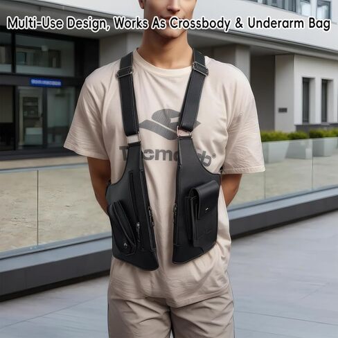 Premium Leather Crossbody Bag, Double Strap Armpit Bag for Men, Anti-Theft Hidden Adjustable Chest Holster for Men in Saudi Arabia