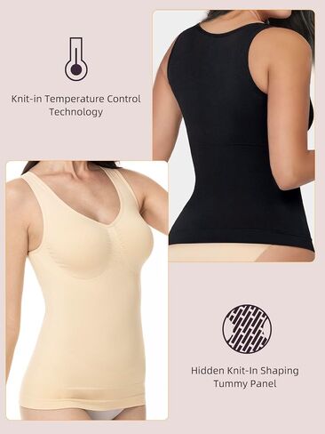 ATTLADY Shapewear Tank Tops for Women - Tummy & Waist Control Compression Camisole | Slimming Seamless V-Neck Body Shaper Vest in Saudi Arabia