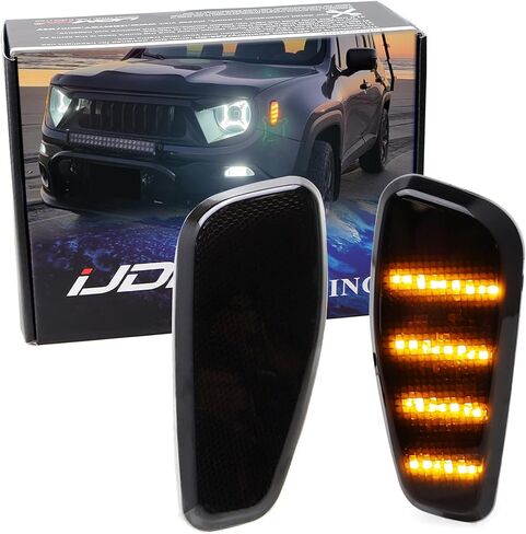 Ijdmtoy Lens Smoked Lens LED LED LED Mornd Marker Kit متوافق مع Jeep 2015-Up-Up Renegade ، استبدل مصابيح Amber Amber Sidemarker in Kuwait