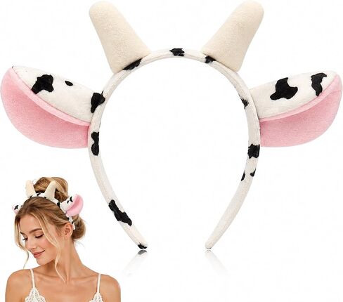 Cow Ears Headband, 6.3x7.9in Plush Cow Headband, Cow Ears Costume Animal Ear Headband, Soft Hair Accessory for Party Cosplay Festival Comfortable Fit in Saudi Arabia