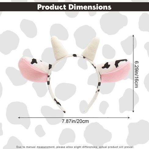Cow Ears Headband, 6.3x7.9in Plush Cow Headband, Cow Ears Costume Animal Ear Headband, Soft Hair Accessory for Party Cosplay Festival Comfortable Fit in Saudi Arabia