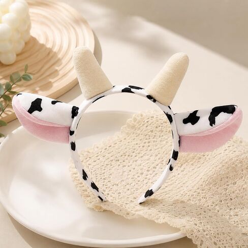 Cow Ears Headband, 6.3x7.9in Plush Cow Headband, Cow Ears Costume Animal Ear Headband, Soft Hair Accessory for Party Cosplay Festival Comfortable Fit in Saudi Arabia