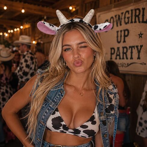 Cow Ears Headband, 6.3x7.9in Plush Cow Headband, Cow Ears Costume Animal Ear Headband, Soft Hair Accessory for Party Cosplay Festival Comfortable Fit in Saudi Arabia