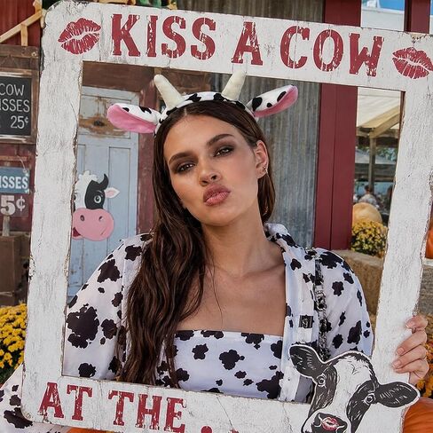 Cow Ears Headband, 6.3x7.9in Plush Cow Headband, Cow Ears Costume Animal Ear Headband, Soft Hair Accessory for Party Cosplay Festival Comfortable Fit in Saudi Arabia