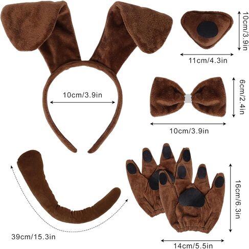Puppy Dog Tutus Skirt Animal Costume Set Dog Ear Headband Bow Tie Paw Gloves Set for Women Halloween Cosplay in Kuwait