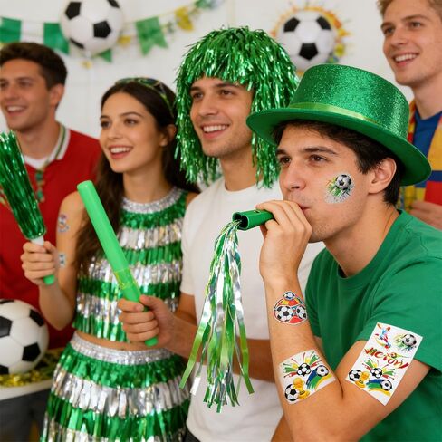 Soccer Cheerleading Costume Set with Pom Poms, Tinsel Wig, Hula Skirt, Whistle, and Tattoo Stickers, Football Fan Party Props in Saudi Arabia