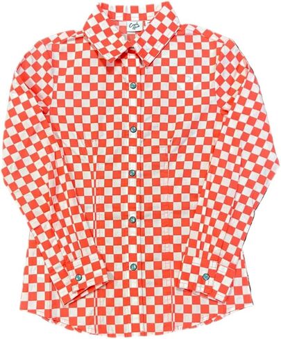 Cruel Girl Girls' Long Sleeve Western Snap Shirt - Coral Checkered Print (CTW3371001) in Kuwait