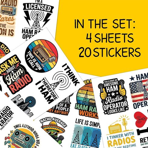 20PCS Ham Radio Stickers – Amateur Radio Operator Vinyl Waterproof Stickers for Hobbyists, Engineers, Laptop, Water Bottle in Saudi Arabia