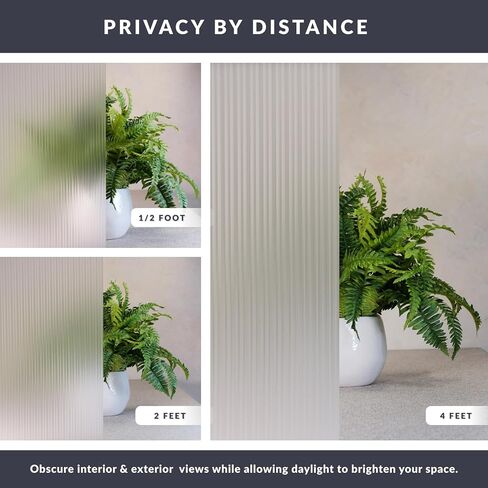 Reeded Glass Light Effects Window Privacy Film by Artscape - Decorative Textured Glass Design, Static Cling, Allows Natural Light in, UV Protection, Easy DIY Installation - 35.43 x 72 Inch in Kuwait