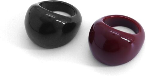 2Pcs Chunky Acrylic Rings Set for Women,Thick Resin Dome Stackable Rings,Colorful Knuckle Rings Vintage Jewelry in Kuwait