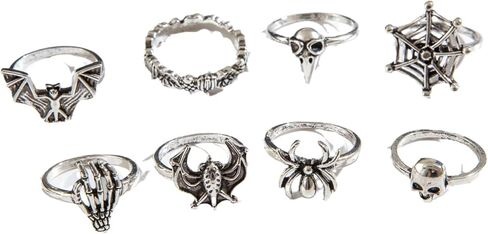4Pcs Knuckle Rings Set for Women Punk Gothic Crystal Statement Rings Adjustable Opening Stackable Ring Jewelry Gift. in Saudi Arabia
