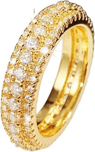 Psiroy 925 Sterling Silver Plated 3 Rows Cubic Zirconia Wedding Band CZ Engagement Stackable Ring for Women in Saudi Arabia