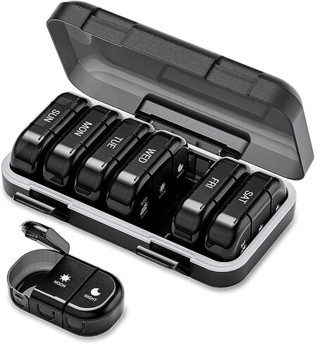 ONTERATE Weekly Pill Organizer 3 Times a Day, Large Pill Organizer 7 Days, Portable Pill Case 21 Days, Moisture Proof Large Pill Dispenser, Travel Pill Box for Vitamin Fish Oil Supplement (Colourful) in Saudi Arabia