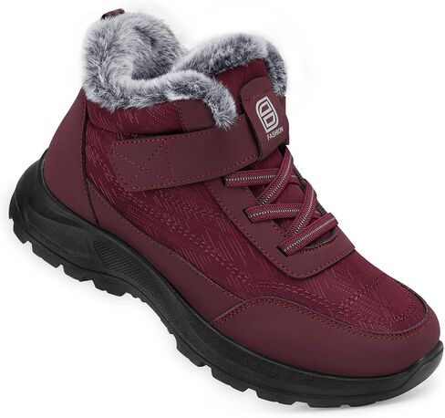 SHIBEVER Snow Boots Women Warm: Winter Ankle Booties Waterproof Elasitc Lace Easy on & off Anti-Slip Lightweight Outdoor Shoes in Kuwait