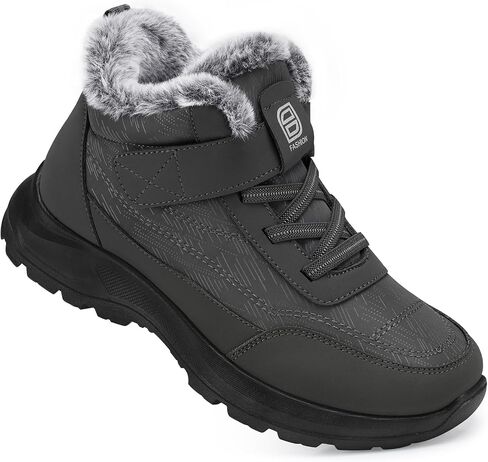 SHIBEVER Snow Boots Women Warm: Winter Ankle Booties Waterproof Elasitc Lace Easy on & off Anti-Slip Lightweight Outdoor Shoes in Kuwait