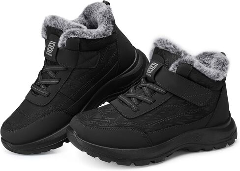 SHIBEVER Snow Boots Women Warm: Winter Ankle Booties Waterproof Elasitc Lace Easy on & off Anti-Slip Lightweight Outdoor Shoes in Kuwait