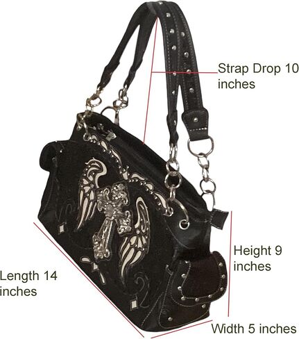 HW Collection Western Handbag Rhinestone Cross Angelic Wings Women Purse and Wallet Set in Saudi Arabia