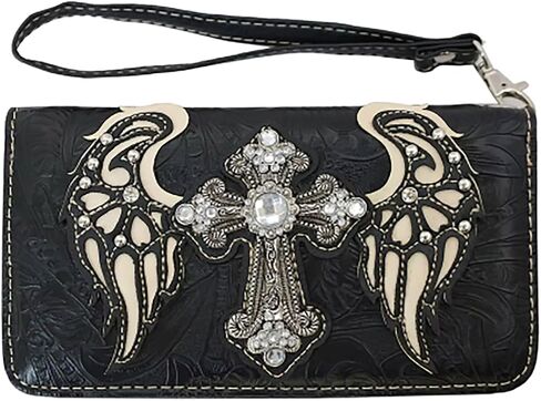 HW Collection Western Handbag Rhinestone Cross Angelic Wings Women Purse and Wallet Set in Saudi Arabia