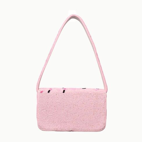 Indian Shelf Handmade Pink Beaded Shoulder Bag with Floral Embroidery Stylish Women Purse (with Box) in Saudi Arabia