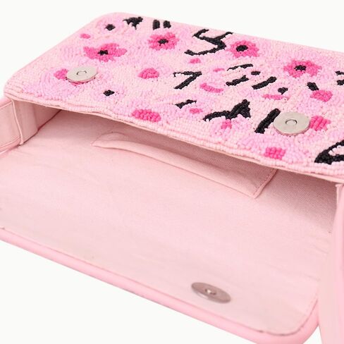 Indian Shelf Handmade Pink Beaded Shoulder Bag with Floral Embroidery Stylish Women Purse (with Box) in Saudi Arabia