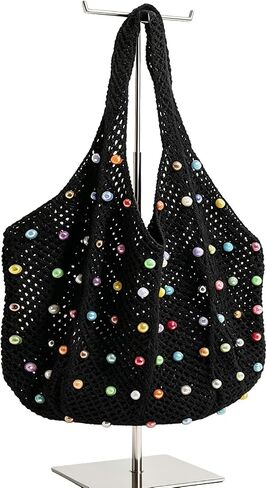 Crocheted Bag, Boho Crochet Beach Bag with Flower, Summer Beach Cute Crochet Handbags for Women in Saudi Arabia