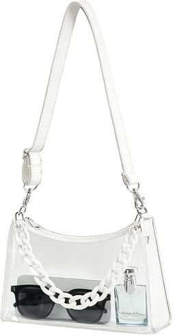 Clear Bag for Stadium Events - Clear Purse for Women with Detachable Strap for Concerts & Sports, Game Day Approved in Saudi Arabia