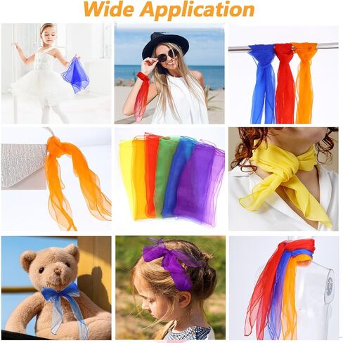 InnoHHustle 12 Pcs 50s Retro Chiffon Scarf for Women, Sheer Square Neck Head Scarf Lightweight Juggling Dance Scarves, 23.6 Inch Solid Color Bandana Ribbon Scarves in Kuwait