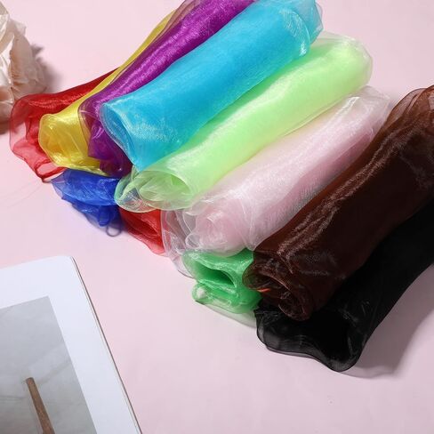 InnoHHustle 12 Pcs 50s Retro Chiffon Scarf for Women, Sheer Square Neck Head Scarf Lightweight Juggling Dance Scarves, 23.6 Inch Solid Color Bandana Ribbon Scarves in Kuwait