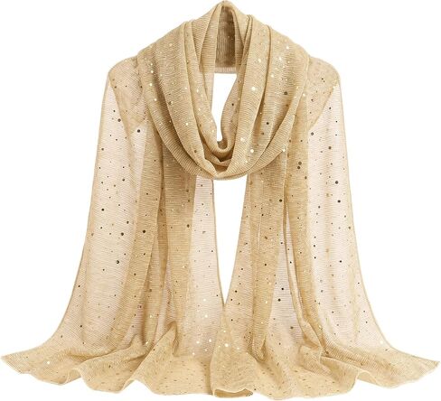 Women's Sequin Bandana Square Scarf Silk Scarves Bandana Mesh Sheer Beach Glitters Shawl Wrap for Evening Dresses in Kuwait