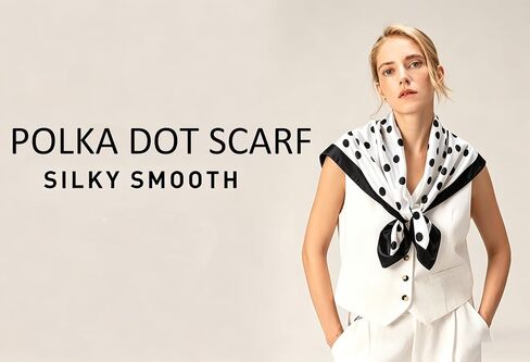 XuoAz 35 Inch 50s Polka Dot Head Scarf for Women Silky Retro Hair Neck Scarf Wrap Large Lightweight Bandana in Kuwait