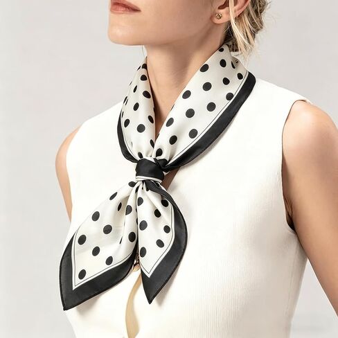 XuoAz 35 Inch 50s Polka Dot Head Scarf for Women Silky Retro Hair Neck Scarf Wrap Large Lightweight Bandana in Kuwait